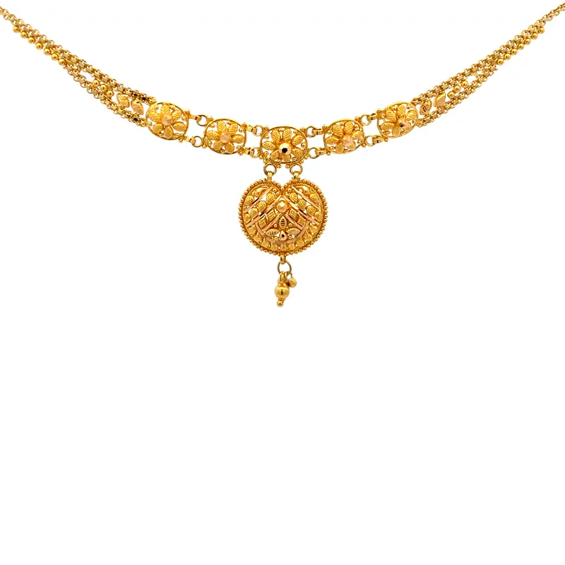 22k Yellow Gold Necklace and earrings Set